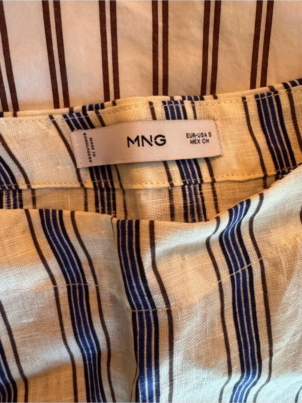 Mango Linen Striped Two-Piece Crop Top and High-Waist Maxi Skirt Set